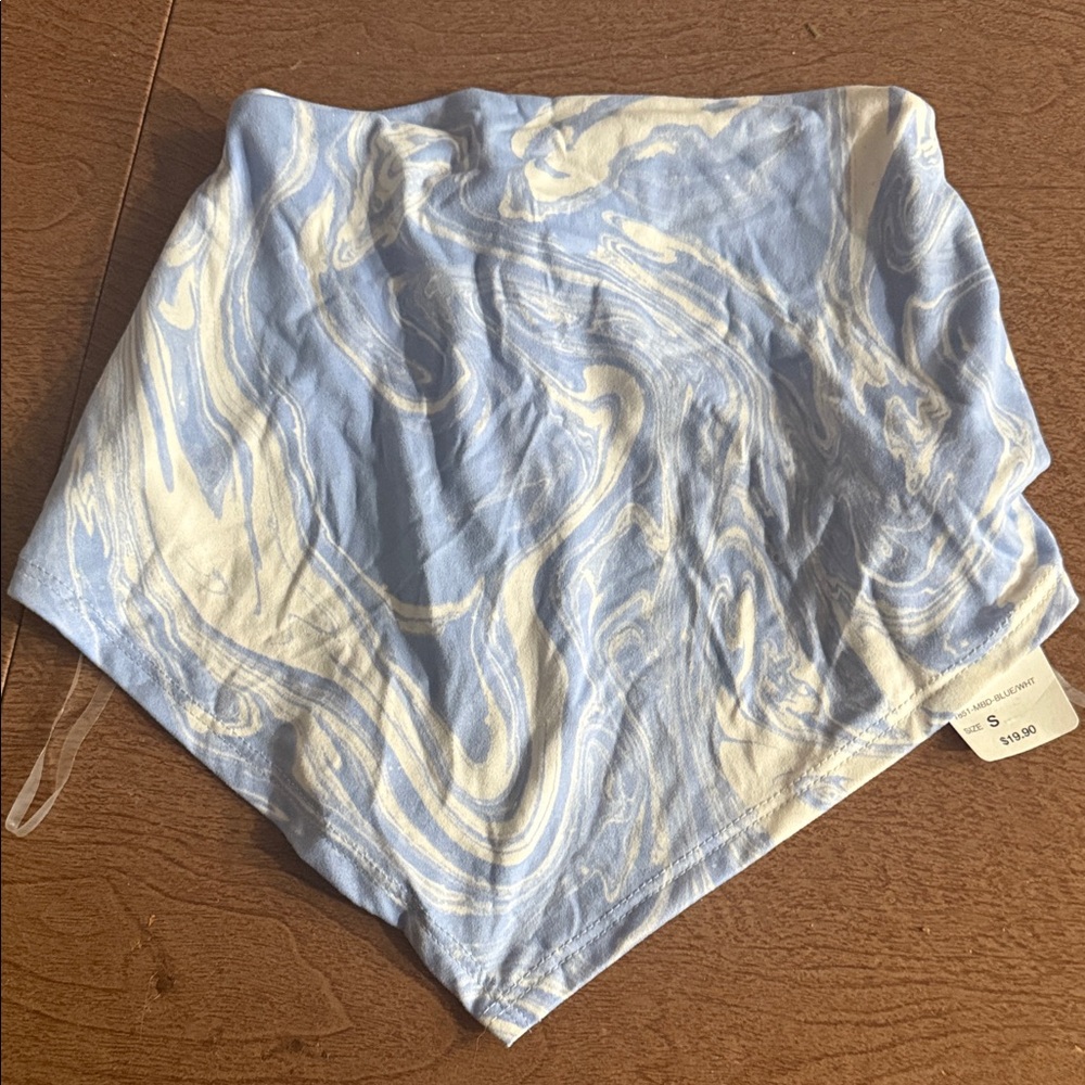Windsor Blue and White Marble Crop Top